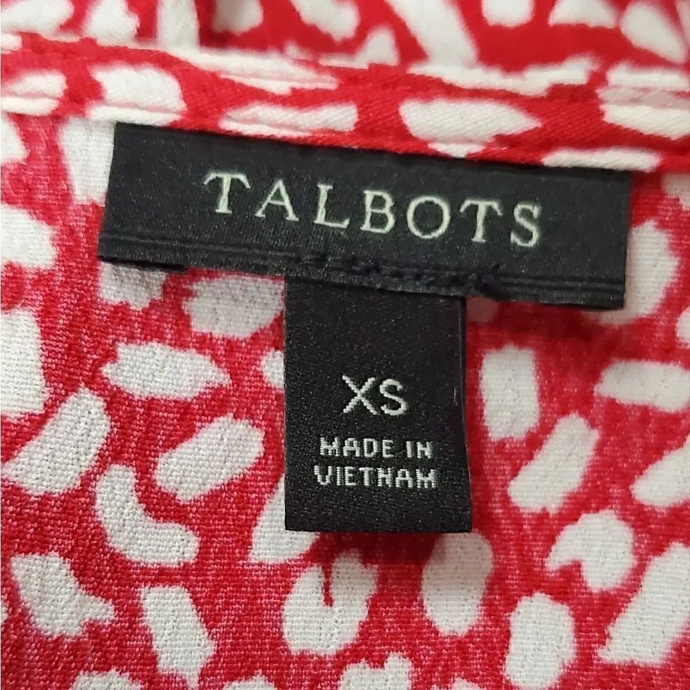 Talbots Red & White Wrap Blouse - Picture 5 of 7